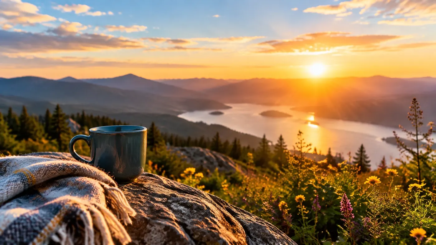 A bright, peaceful sky filled with warm sunlight